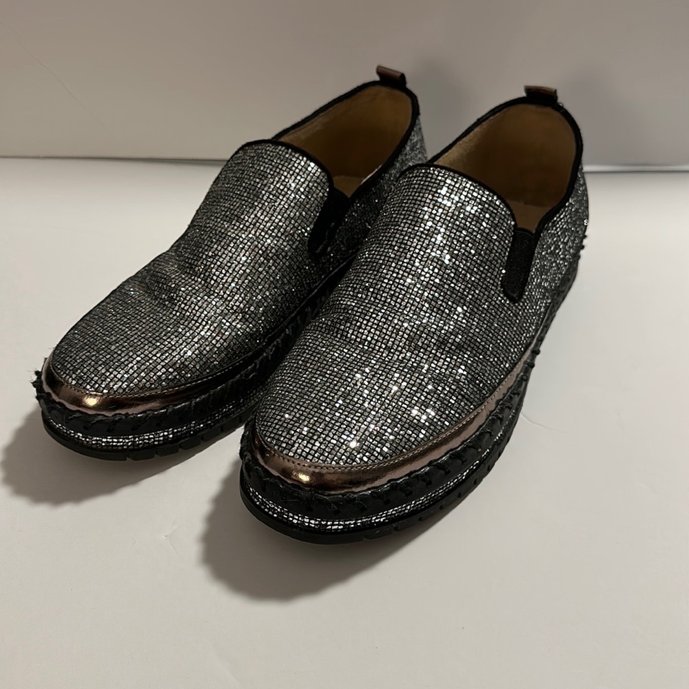 Women’s black & silver blingy slip on size 10